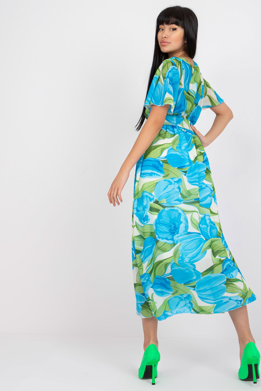 Modré a zelené zavinovací šaty s... Modré a zelené zavinovací šaty s...