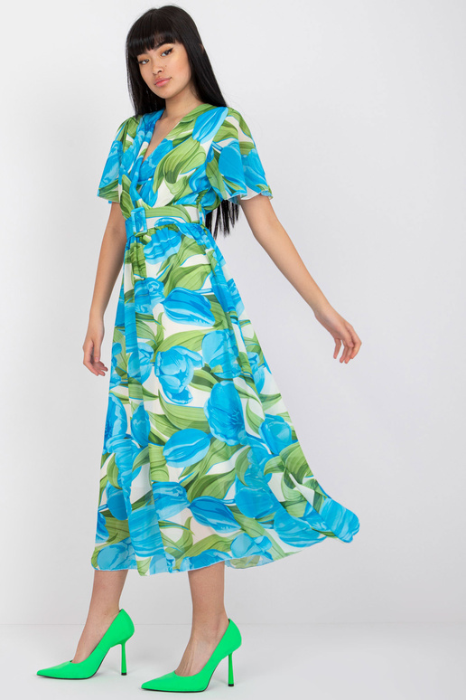 Modré a zelené zavinovací šaty s... Modré a zelené zavinovací šaty s...