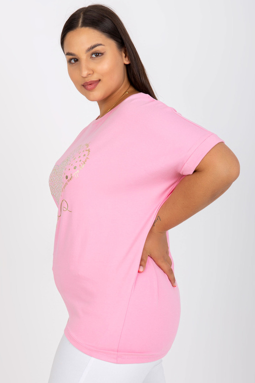 Růžové volné bavlněné tričko větší... Růžové volné bavlněné tričko větší...