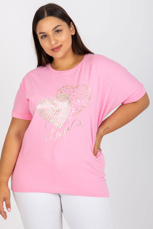 Růžové volné bavlněné tričko větší... Růžové volné bavlněné tričko větší...