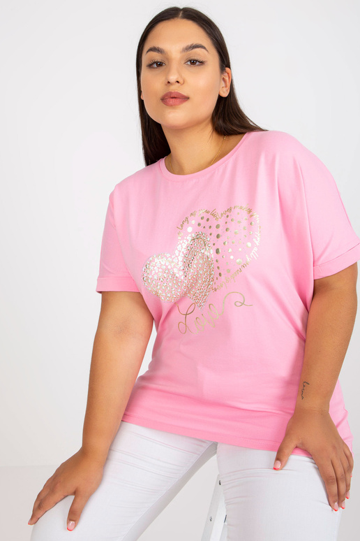 Růžové volné bavlněné tričko větší... Růžové volné bavlněné tričko větší...