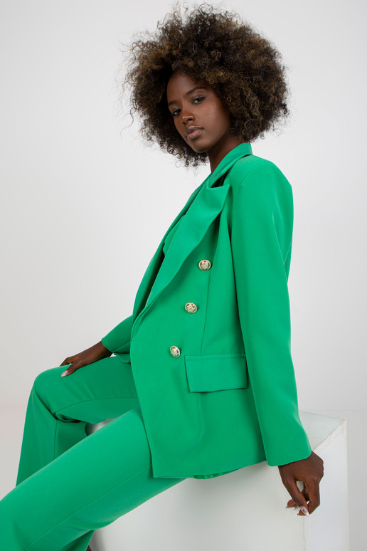 Zelené klasické sako s dvojitou sponou