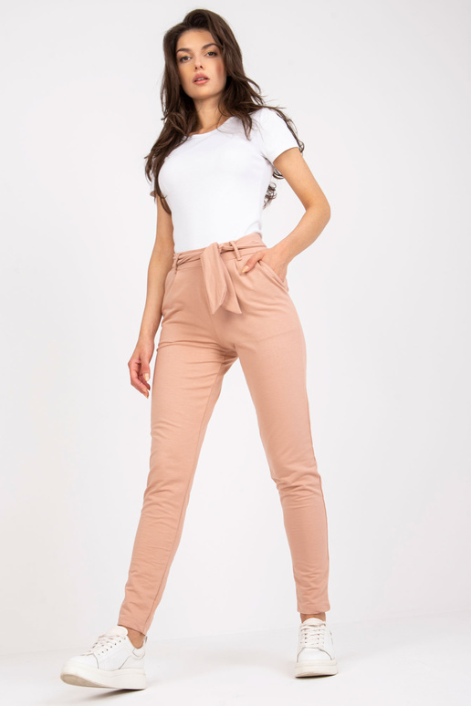 Béžové látkové kalhoty s kapsami RUE...