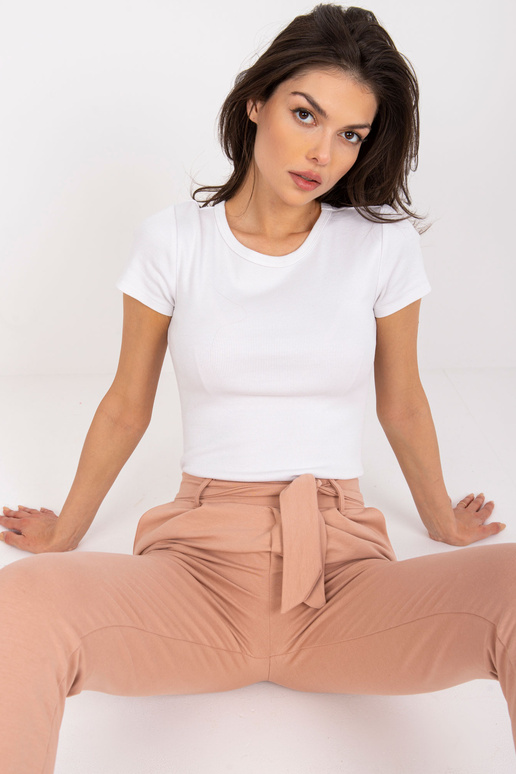 Béžové látkové kalhoty s kapsami RUE...