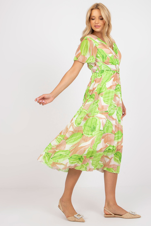 Béžové a zelené midi šaty jedné...