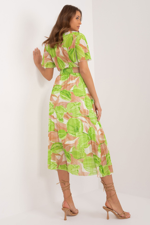 Béžové a zelené midi šaty jedné...