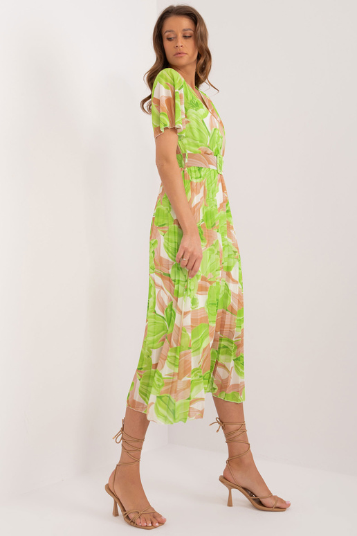 Béžové a zelené midi šaty jedné...