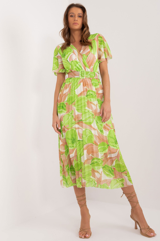 Béžové a zelené midi šaty jedné...