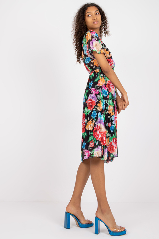 Černé midi šaty s květinovým potiskem