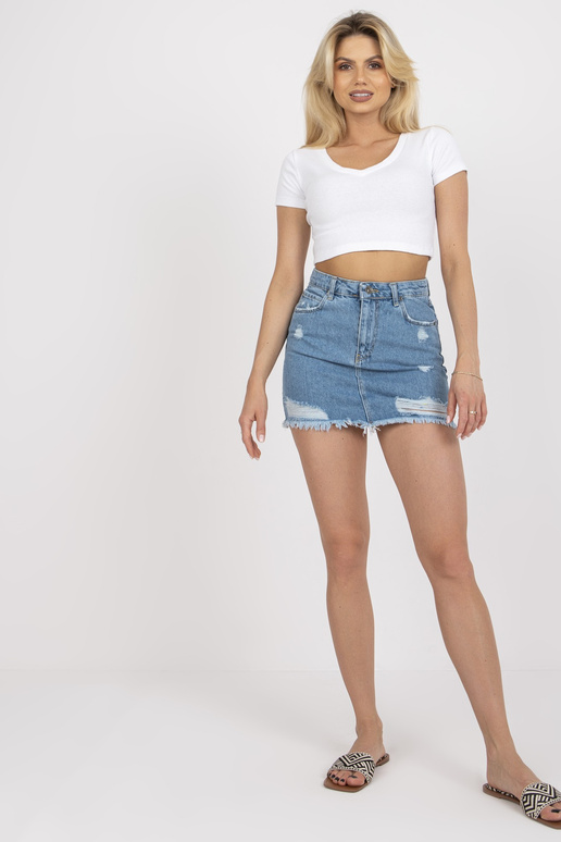 Modrá mini džínová sukně s dírkami...