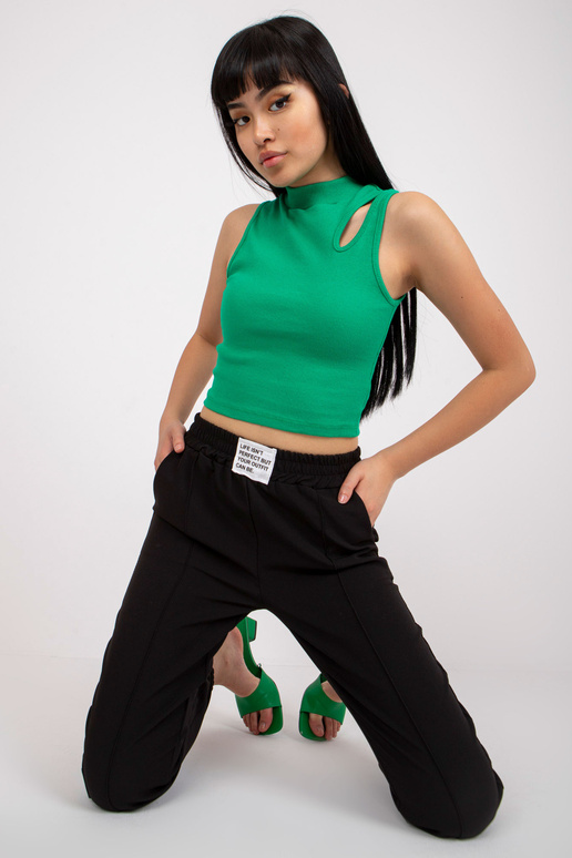 Černé látkové kalhoty s vysokým pasem