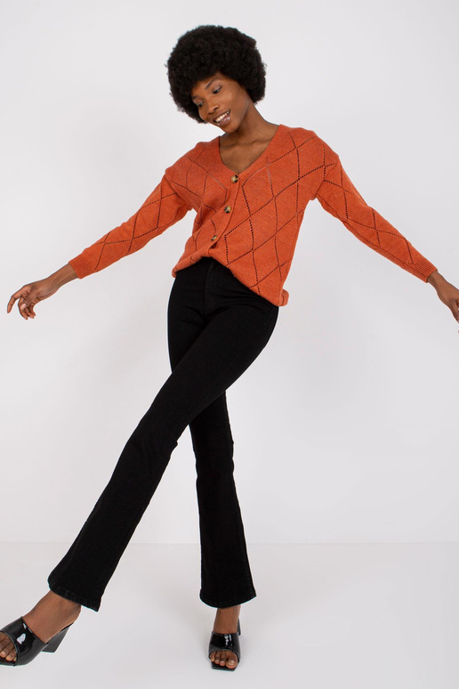 Tmavě oranžový knoflíkový cardigan...