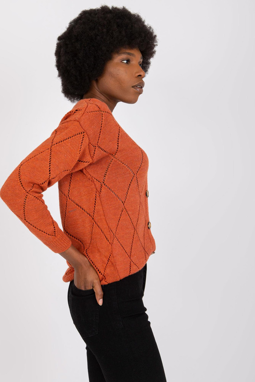 Tmavě oranžový knoflíkový cardigan...