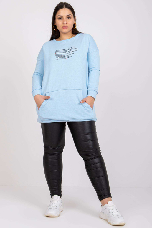 Světle modrá dlouhá mikina Plus Size... Světle modrá dlouhá mikina Plus Size...