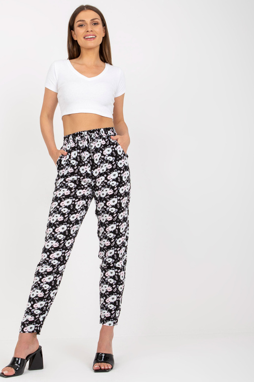 Černé lehké kalhoty z květinové... Černé lehké kalhoty z květinové...