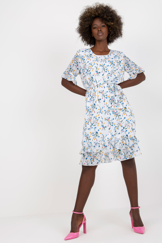 Bílé midi šaty s květinovým vzorem a...