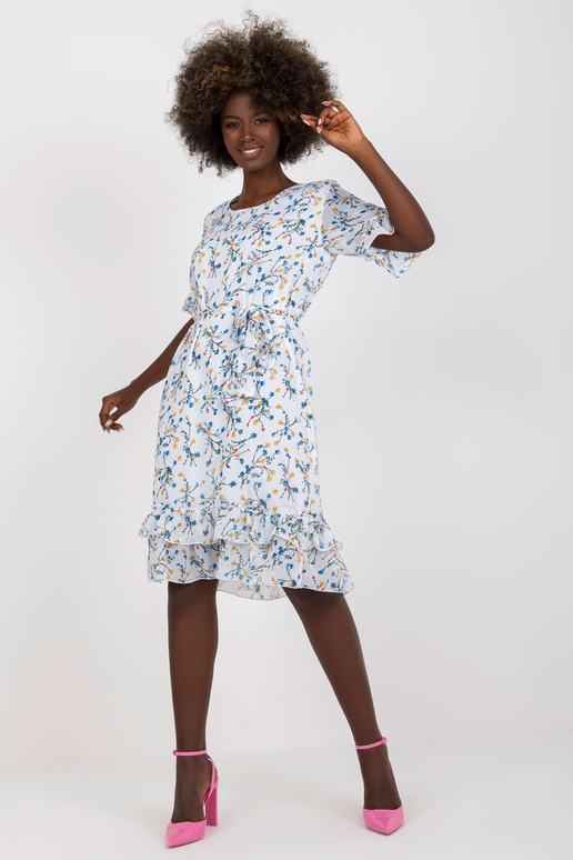 Bílé midi šaty s květinovým vzorem a...