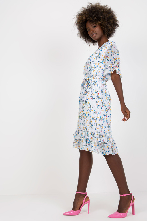 Bílé midi šaty s květinovým vzorem a...