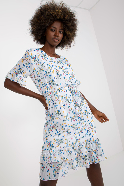 Bílé midi šaty s květinovým vzorem a...