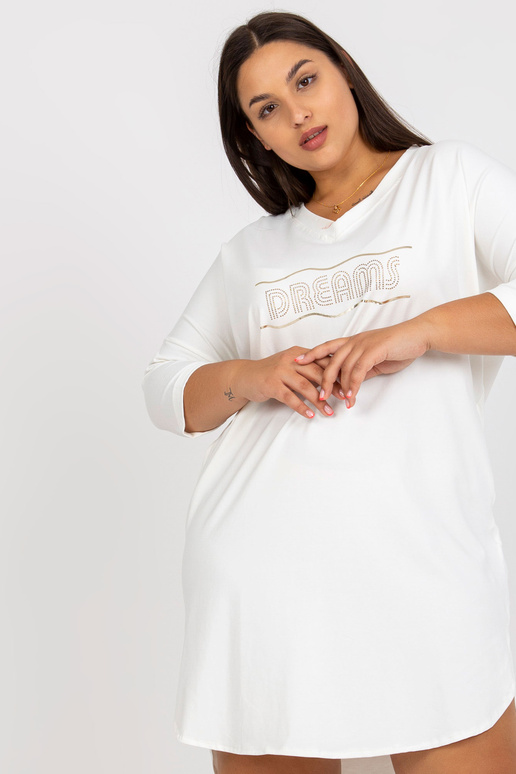 Ecru bavlněná tunika plus szie s nápisem Ecru bavlněná tunika plus szie s nápisem