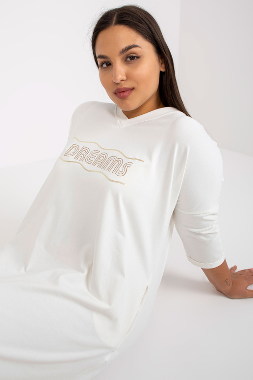 Ecru bavlněná tunika plus szie s nápisem Ecru bavlněná tunika plus szie s nápisem