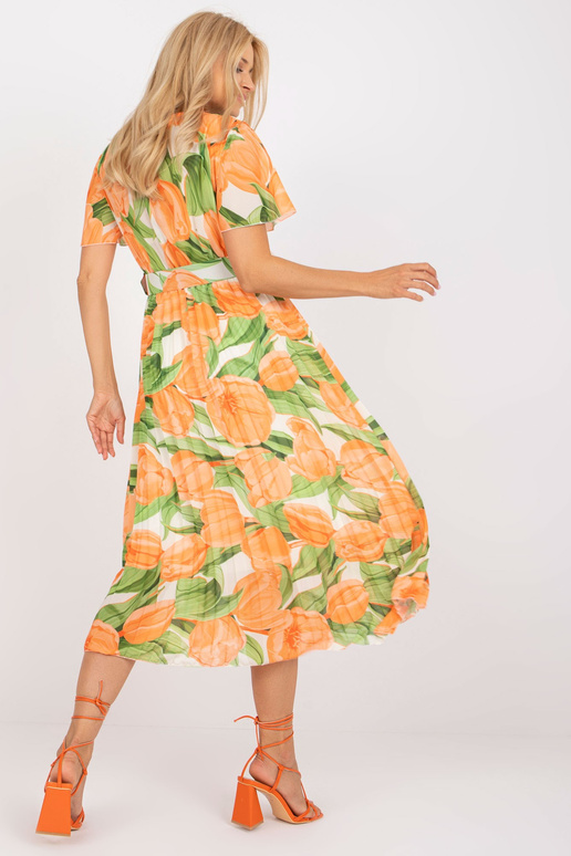 Oranžovo-zelené skládané květinové...