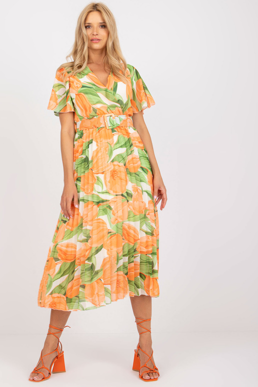 Oranžovo-zelené skládané květinové...