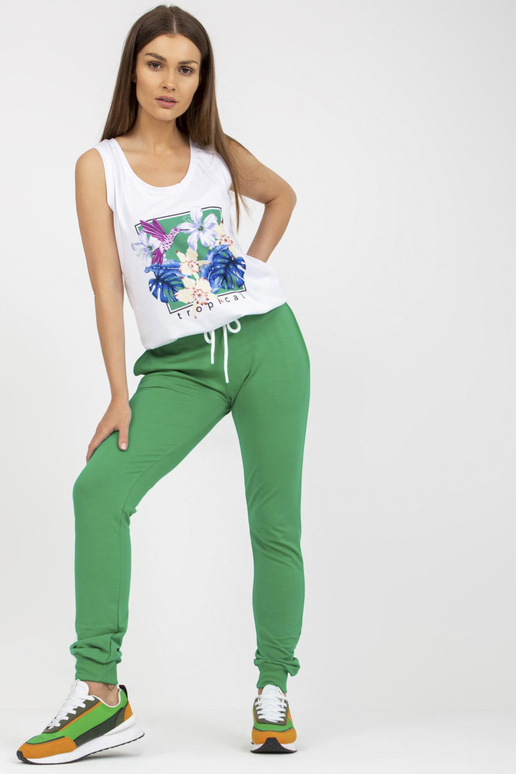 Bílá a zelená dvoudílná bavlněná...