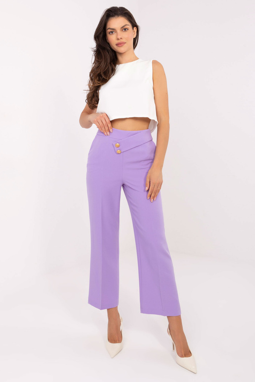 Fialové široké látkové kalhoty RUE PARIS Fialové široké látkové kalhoty RUE PARIS