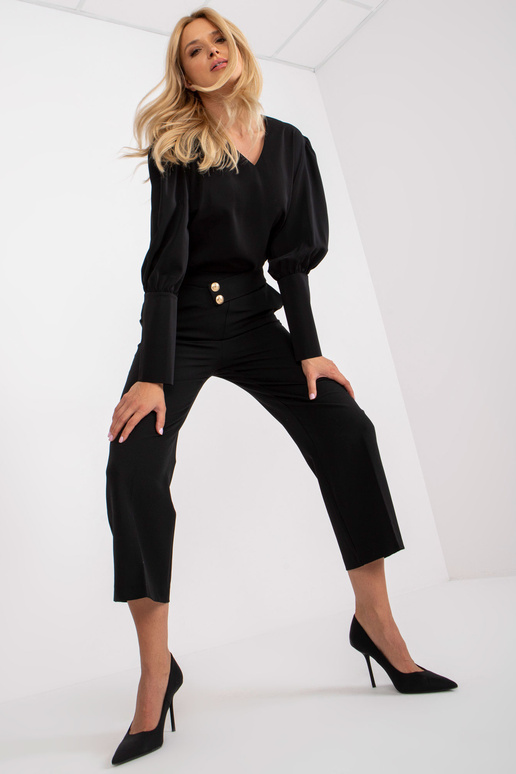 Černé látkové kalhoty 7/8 RUE PARIS