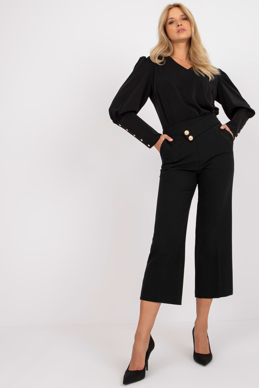 Černé látkové kalhoty 7/8 RUE PARIS