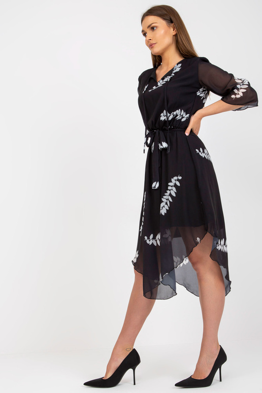 Černé asymetrické šaty s potiskem a...