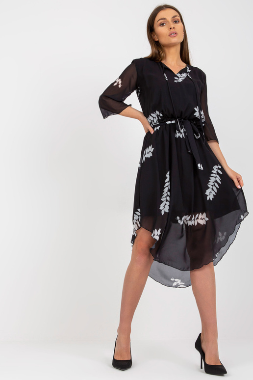 Černé asymetrické šaty s potiskem a...