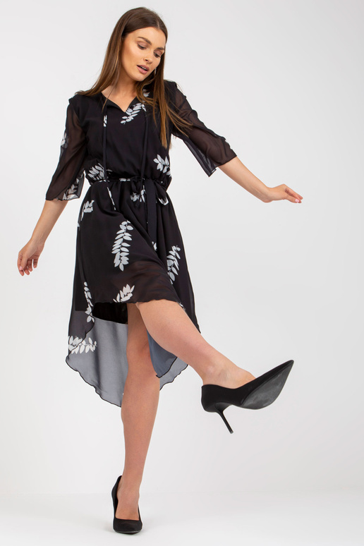 Černé asymetrické šaty s potiskem a...