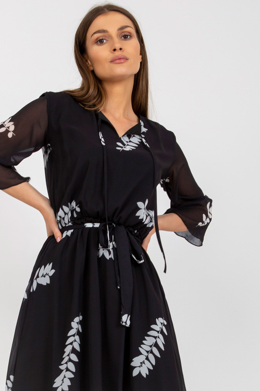 Černé asymetrické šaty s potiskem a...