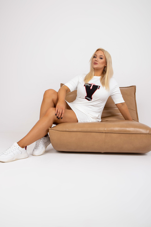 Bílé mikinové šaty Plus Size Mini