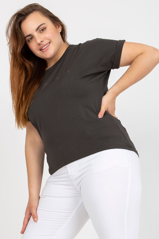 Khaki asymetrické bavlněné tričko...