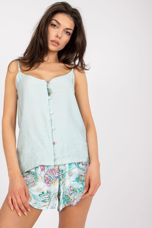 Tyrkysové dvoudílné pyžamo s šortkami Tyrkysové dvoudílné pyžamo s šortkami
