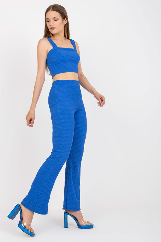 Modrý ležérní set s topem na ramínka