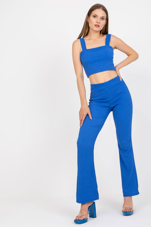 Modrý ležérní set s topem na ramínka