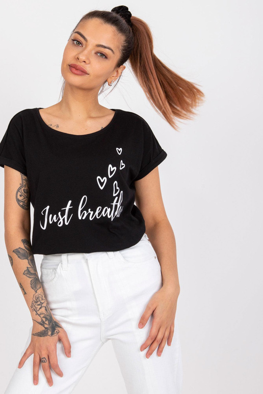 Černé tričko s bavlněným potiskem...