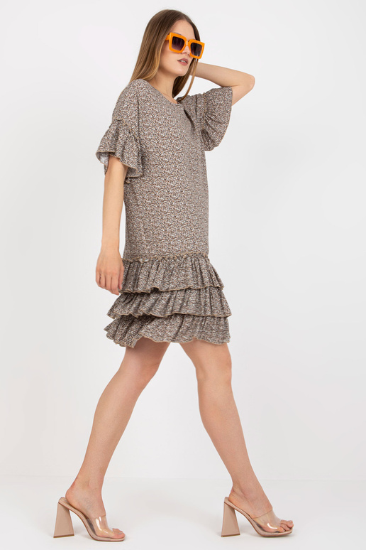 Béžové minišaty s volány a krátkým... Béžové minišaty s volány a krátkým...