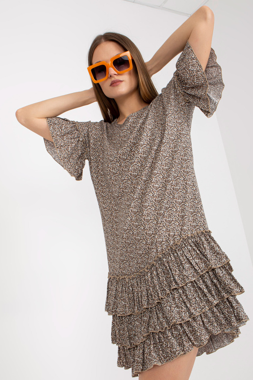 Béžové minišaty s volány a krátkým... Béžové minišaty s volány a krátkým...