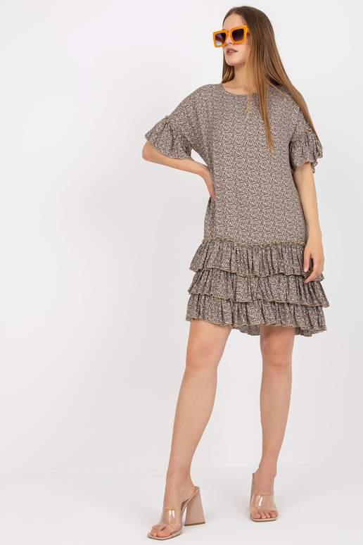 Béžové minišaty s volány a krátkým... Béžové minišaty s volány a krátkým...