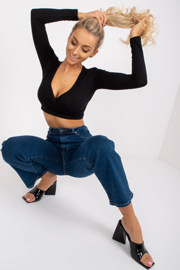 Tmavě modré rovné džíny s... 2