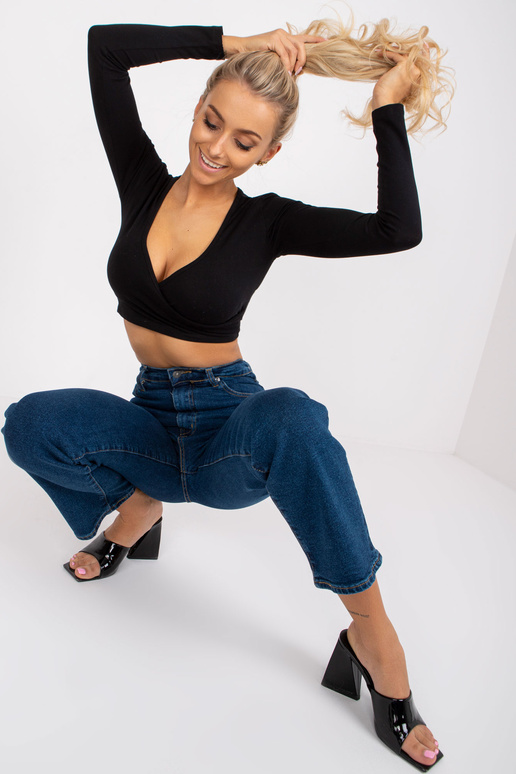 Tmavě modré rovné džíny s vysokým...