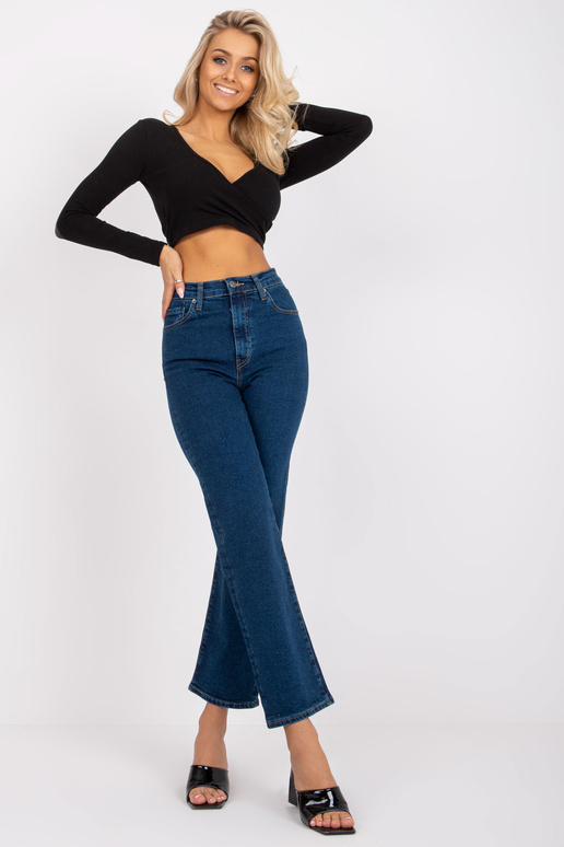 Tmavě modré rovné džíny s vysokým...