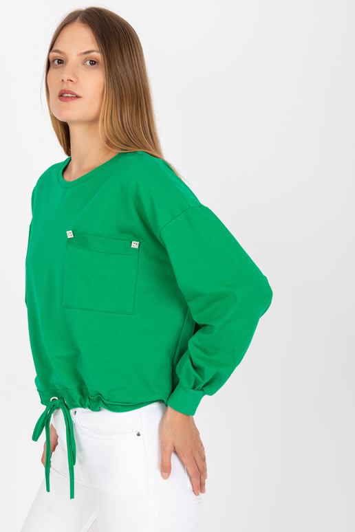 Zelená bavlněná mikina s kapucí RUE...