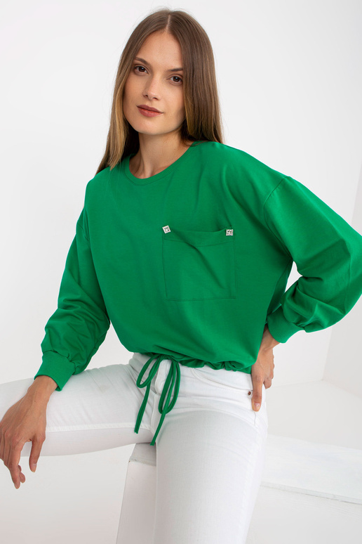 Zelená bavlněná mikina s kapucí RUE...