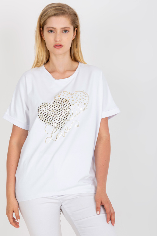 Bílé volné tričko větší velikosti s...